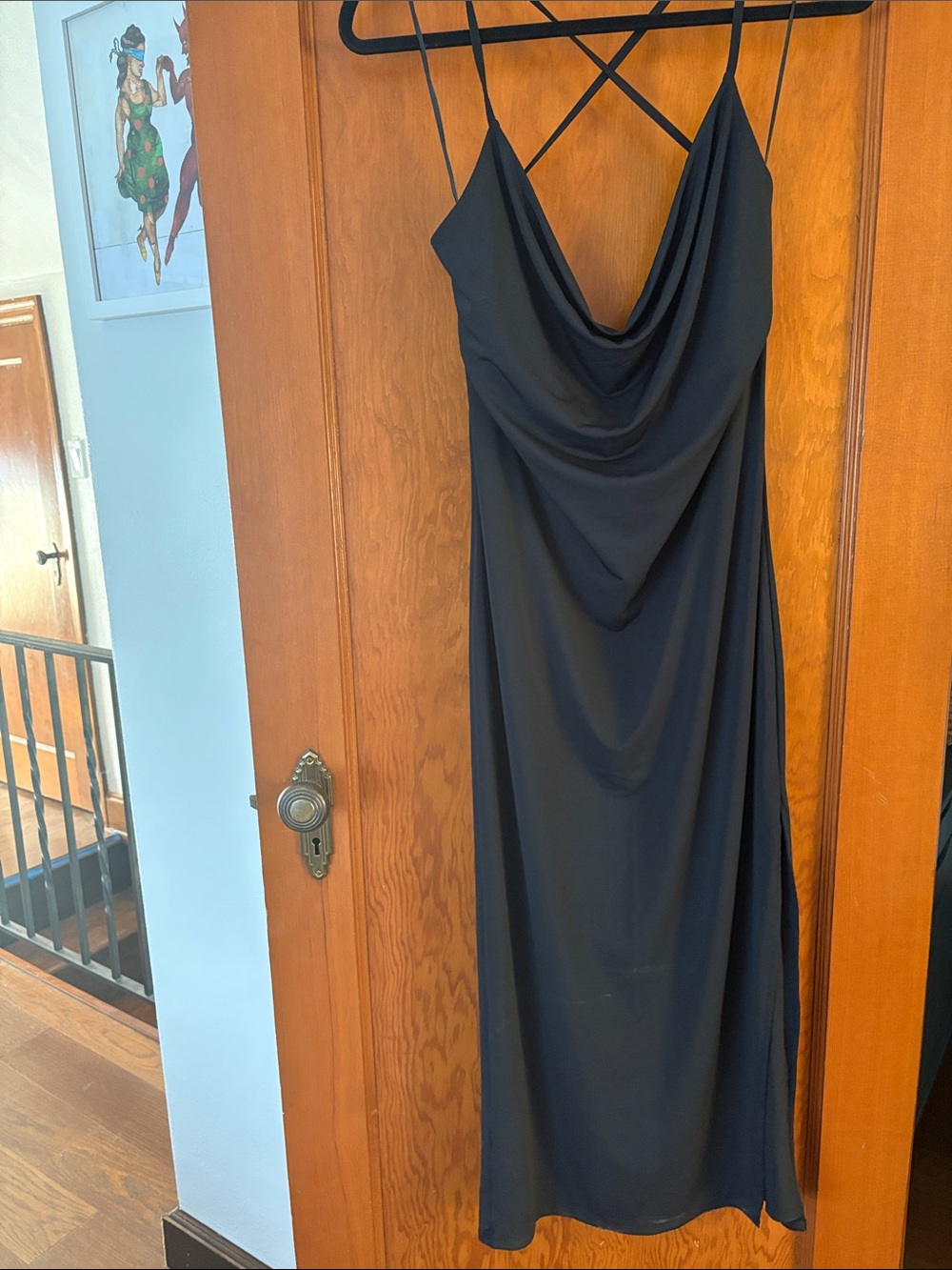 Abercrombie & Fitch Black Cowl-Neck Slip Midi Dress